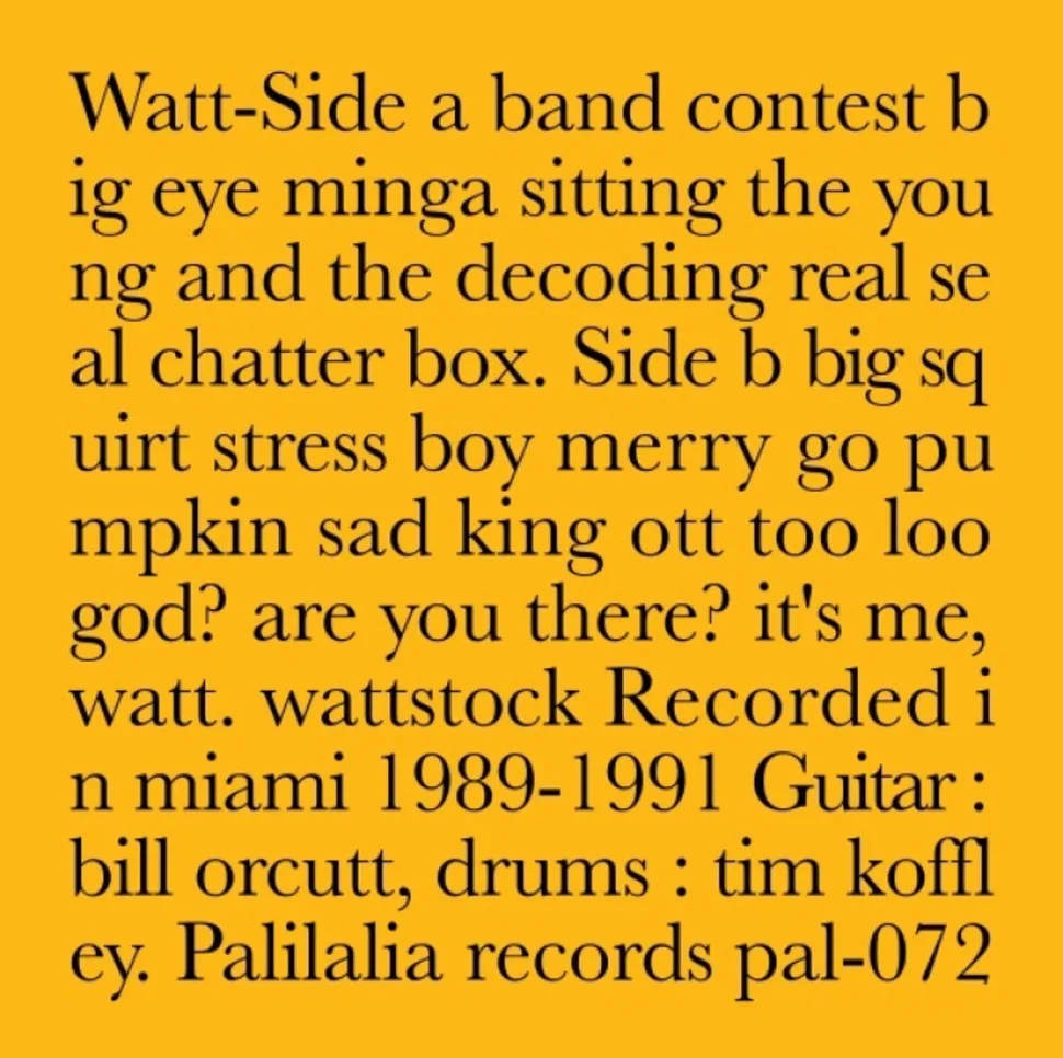 Watt: Recorded In Miami 1989-1991 LP